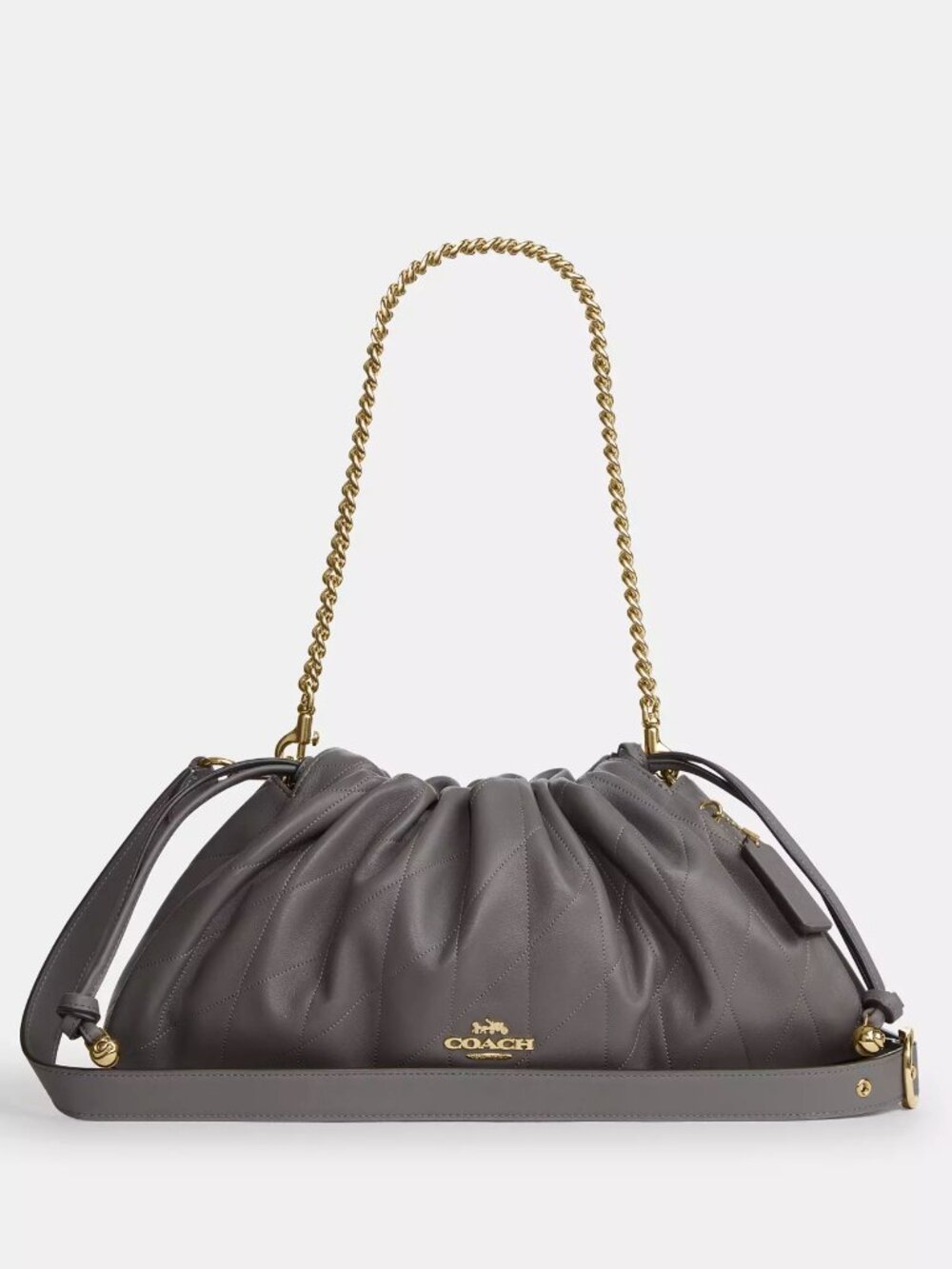 COACH CCZ58 Faye Large Shoulder Bag with Quilting in Nappa Leather Slate NWT